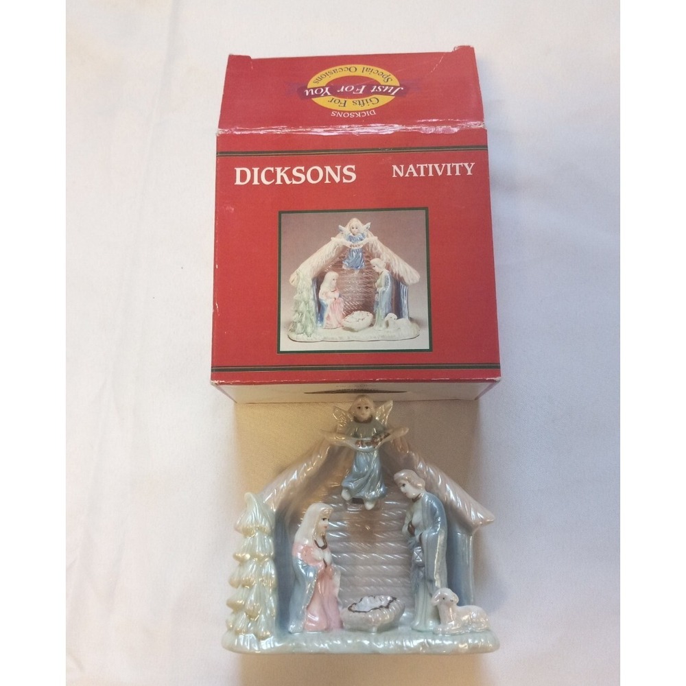 Dicksons Nativity Scene Set Angel's Jesus Christmas Ceramic W Box